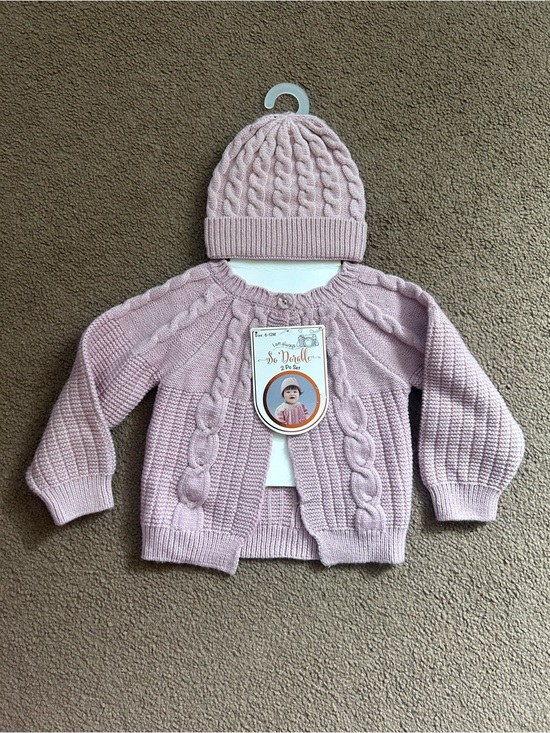 So 'dorable Other - Chunky Knit Baby Sweater & Hat Set 6-12 Months Rose Color Soft